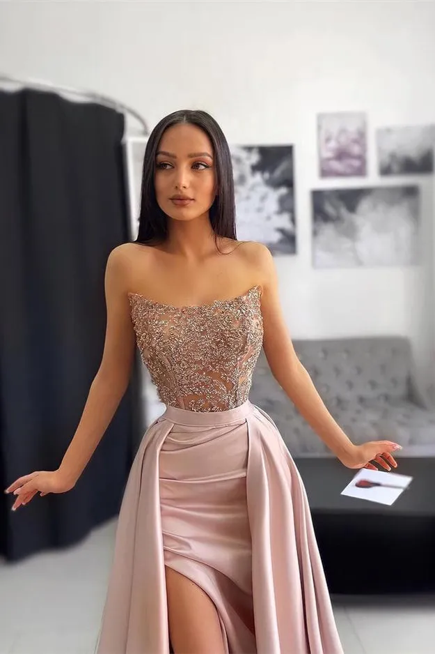Blush Pink Off-the-Shoulder Prom Dress with Elegant Applique Details