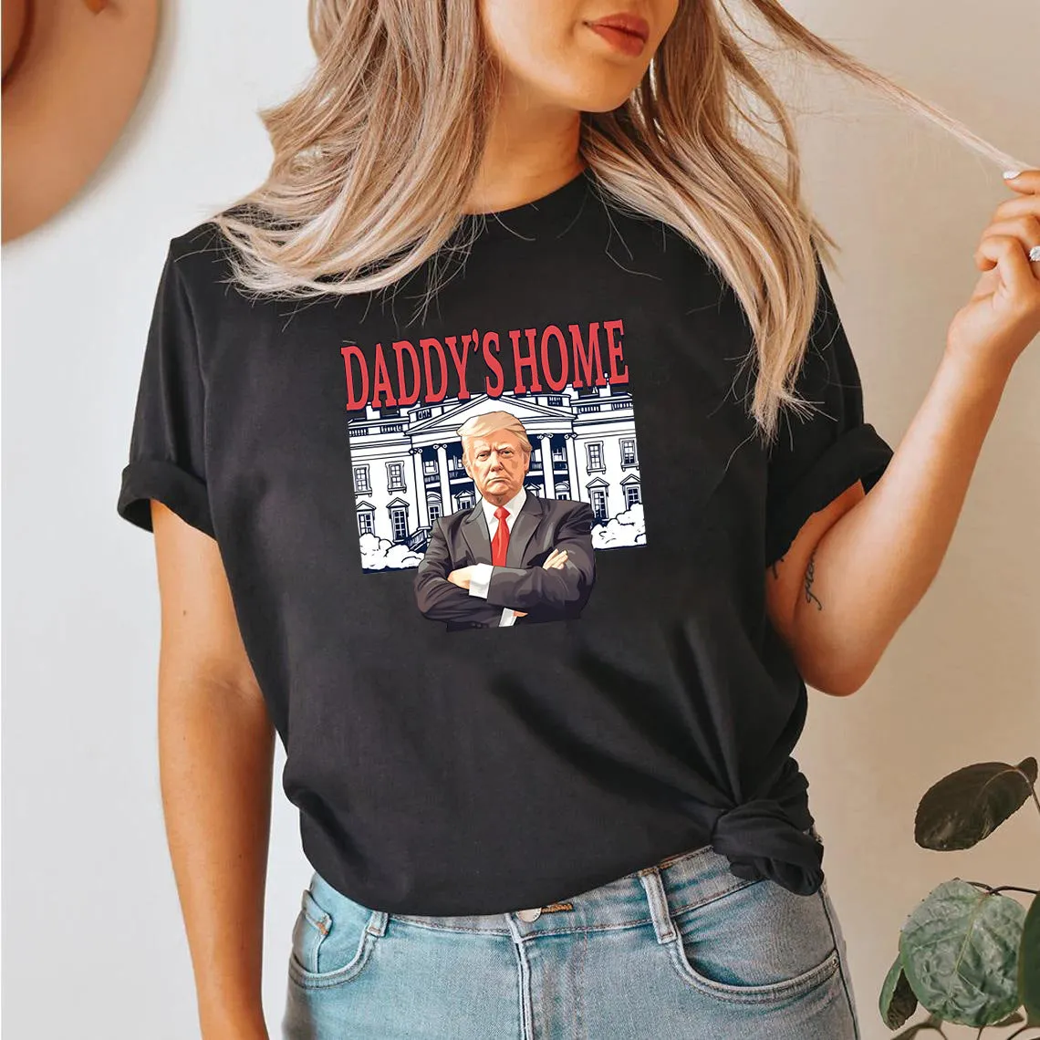 Bold Statement Daddy’s Home Graphic Casual Short-Sleeve T-Shirt