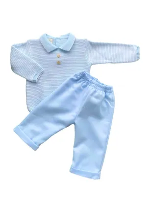Boys Blue & White Trouser Set