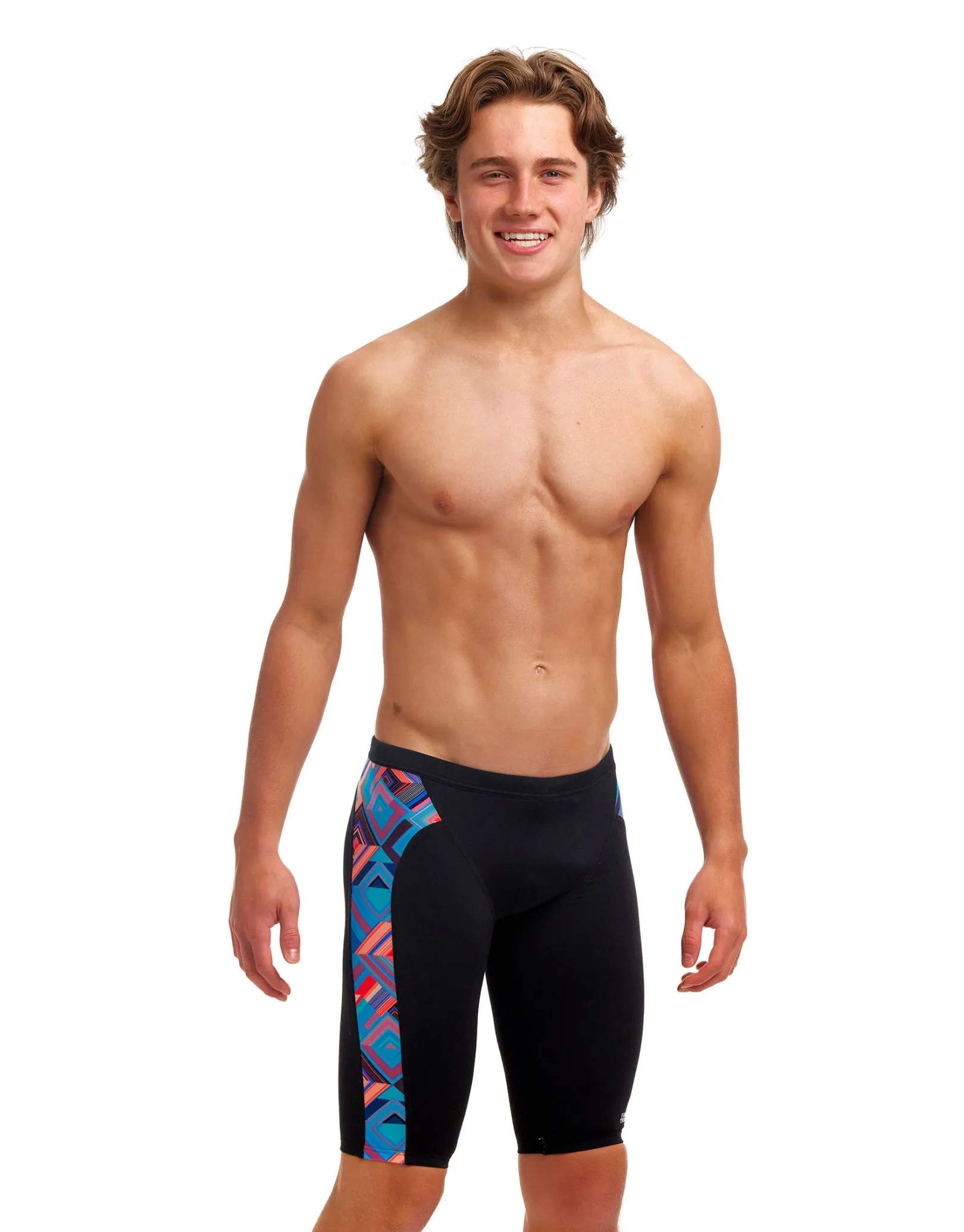 Boys Boxed Up Swim Jammer - Black/Multi