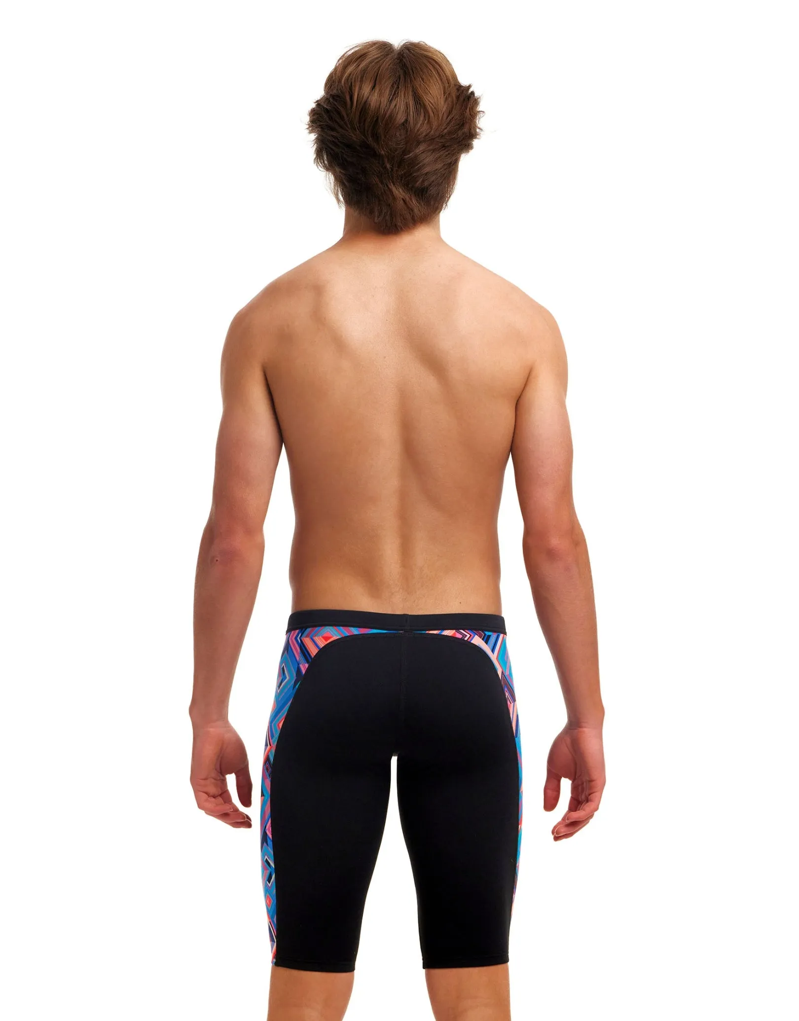 Boys Boxed Up Swim Jammer - Black/Multi