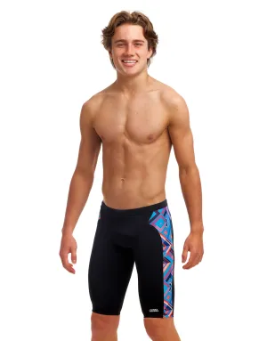 Boys Boxed Up Swim Jammer - Black/Multi