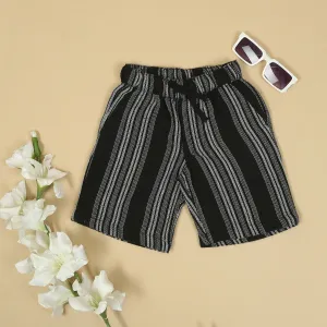 Boys Textured Short Black White