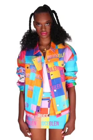BruceGlen Logo Blocks Multicolor Denim Jacket