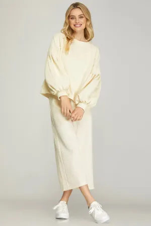 BUBBLE LONG SLEEVE TEXTURED TOP