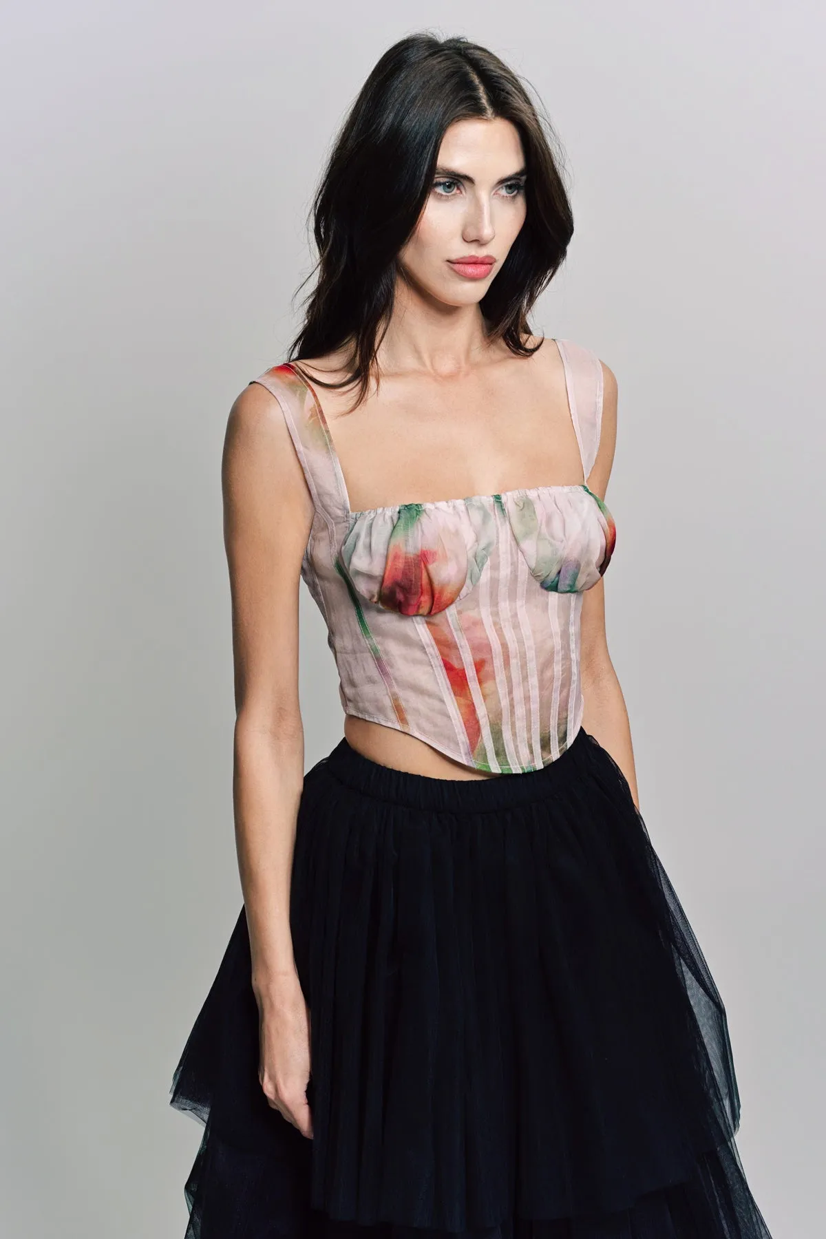 CAROLINE HU | FLORAL ORGANZA CORSET