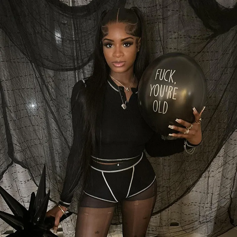 Chic Long Sleeve Crop Top and High-Waist Shorts Lounge Set