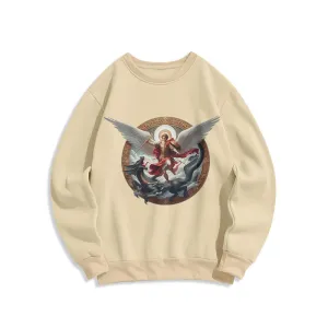 Christianartworkshop Classic Colored Style Triumph of Archangel Michael Fleece Lined Polyester Sweatshirt