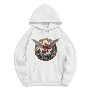 Christianartworkshop Classic Colored Style Triumph of Archangel Michael Fleece Lined Polyester Hoodie