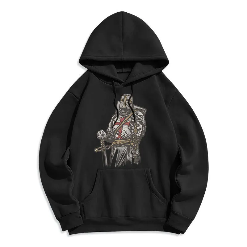 Christianartworkshop Modern Style Crusader's Valor and Faith Fleece Lined Polyester Hoodie