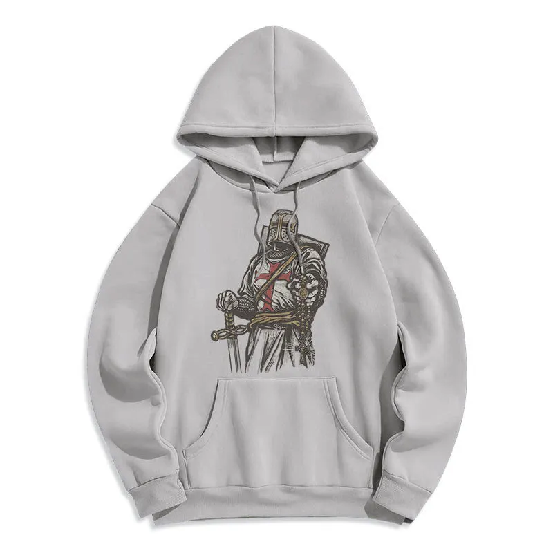 Christianartworkshop Modern Style Crusader's Valor and Faith Fleece Lined Polyester Hoodie