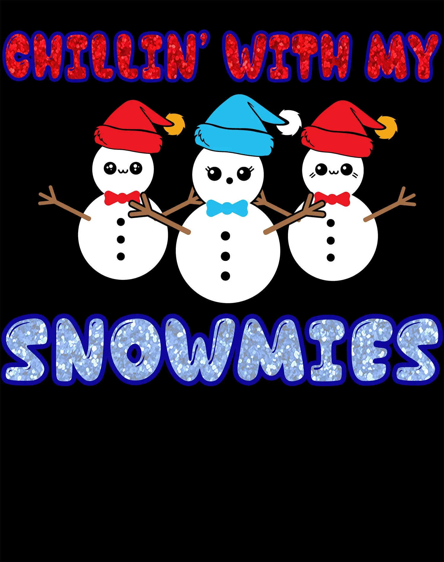Christmas Snowmen Chillin Snowmies Cute Joke Xmas Sparkle Youth T-Shirt