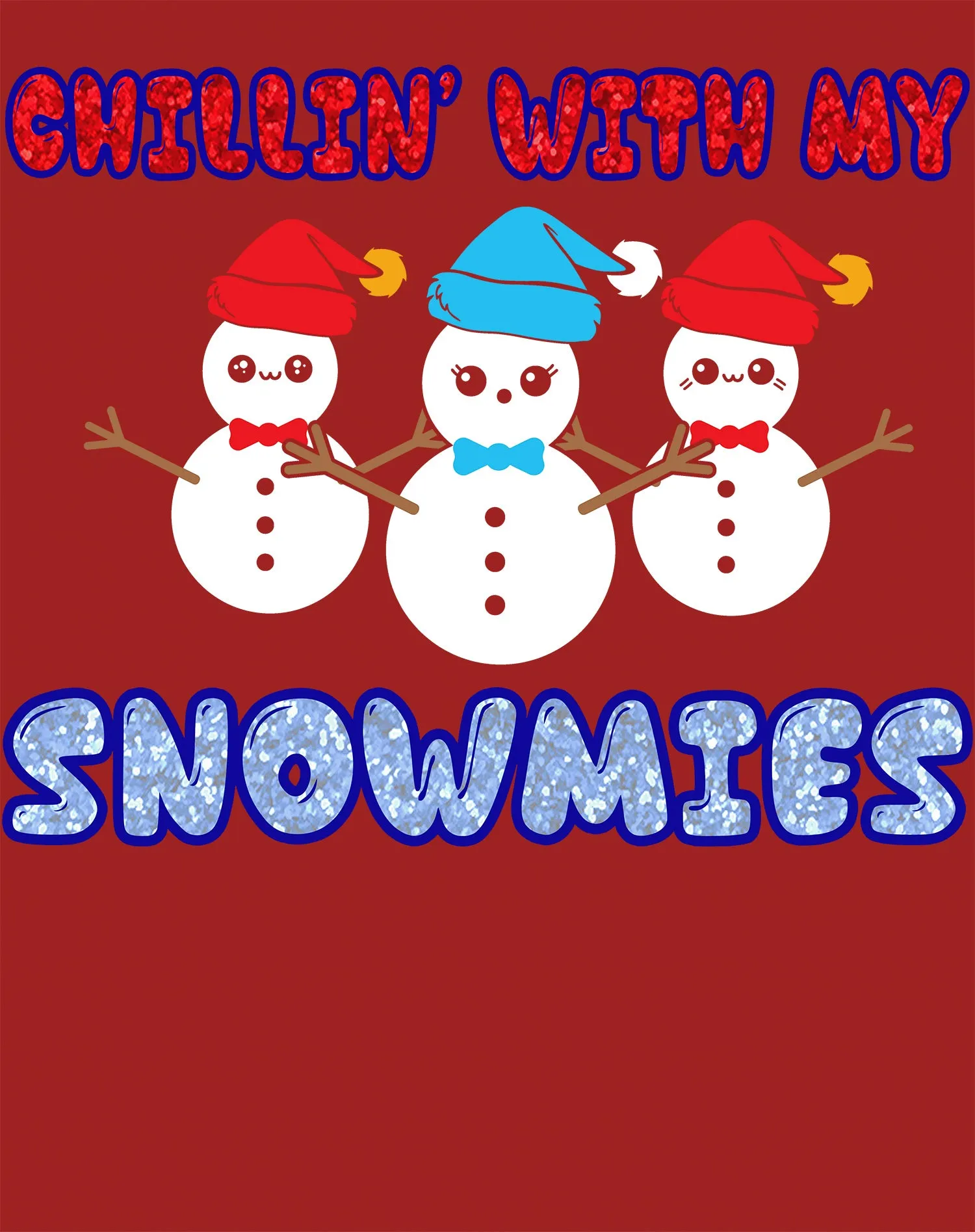 Christmas Snowmen Chillin Snowmies Cute Joke Xmas Sparkle Youth T-Shirt