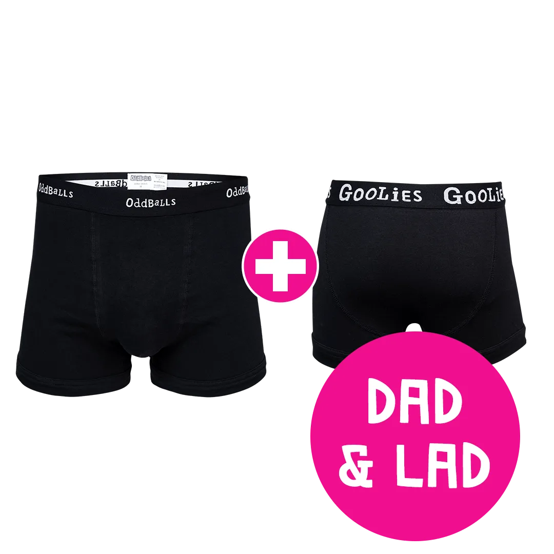Classic Black Dad & Lad Bundle - Mens Boxer Shorts & Kids Boxer Shorts Bundle