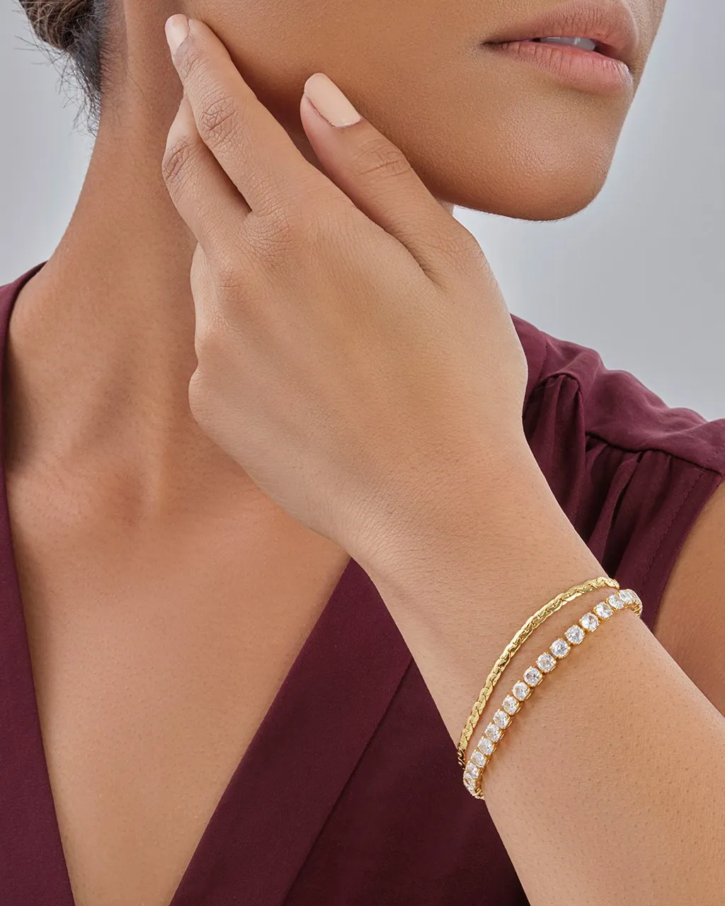 Clea CZ & Layered Chain Bracelet