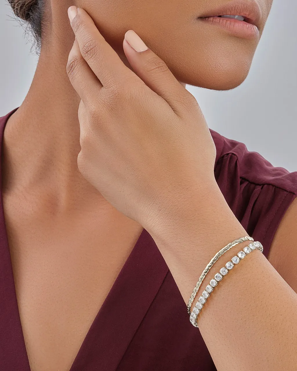 Clea CZ & Layered Chain Bracelet