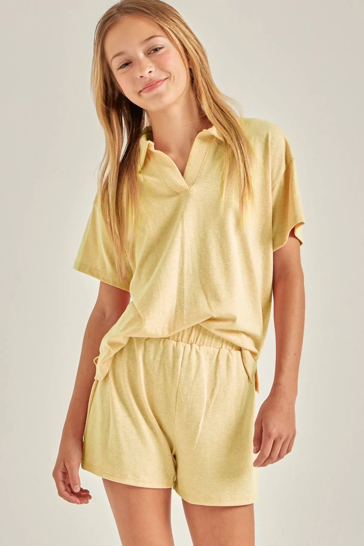 Collared Top and Shorts Matching Set