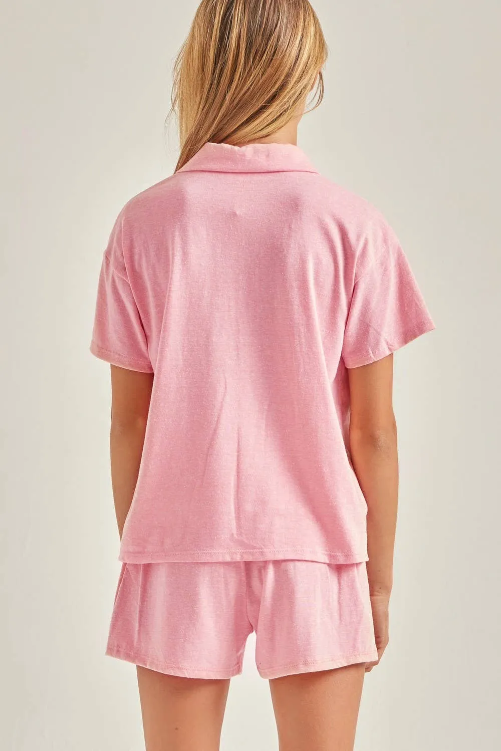 Collared Top and Shorts Matching Set
