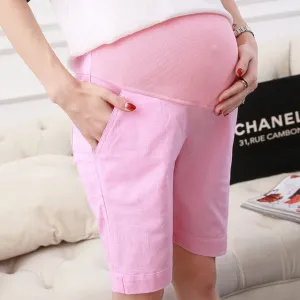 Colored Linen Maternity Shorts For Belly Care