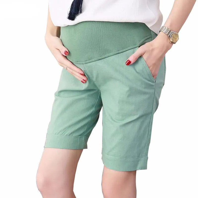 Colored Linen Maternity Shorts For Belly Care