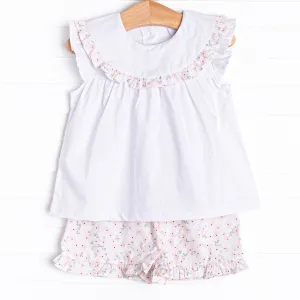 Countryside Carnations Ruffle Short Set, Pink