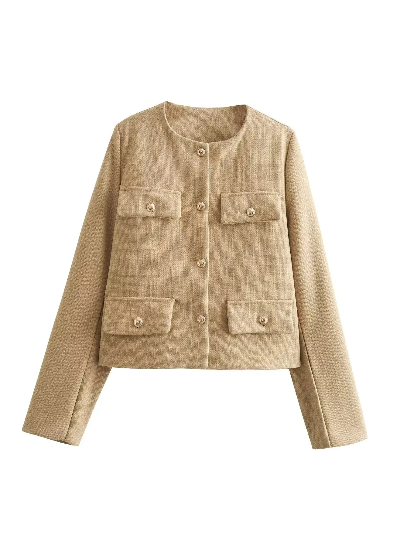 Cropped Military-Inspired Jacket | Tailored Chic | Gold Button Detail