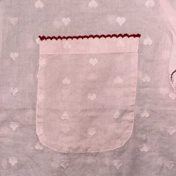 cupcakes and cashmere Pink Red Swiss Heart Crochet Trim Cotton Shorty PJ Set