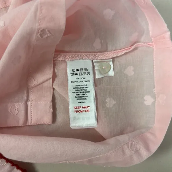 cupcakes and cashmere Pink Red Swiss Heart Crochet Trim Cotton Shorty PJ Set