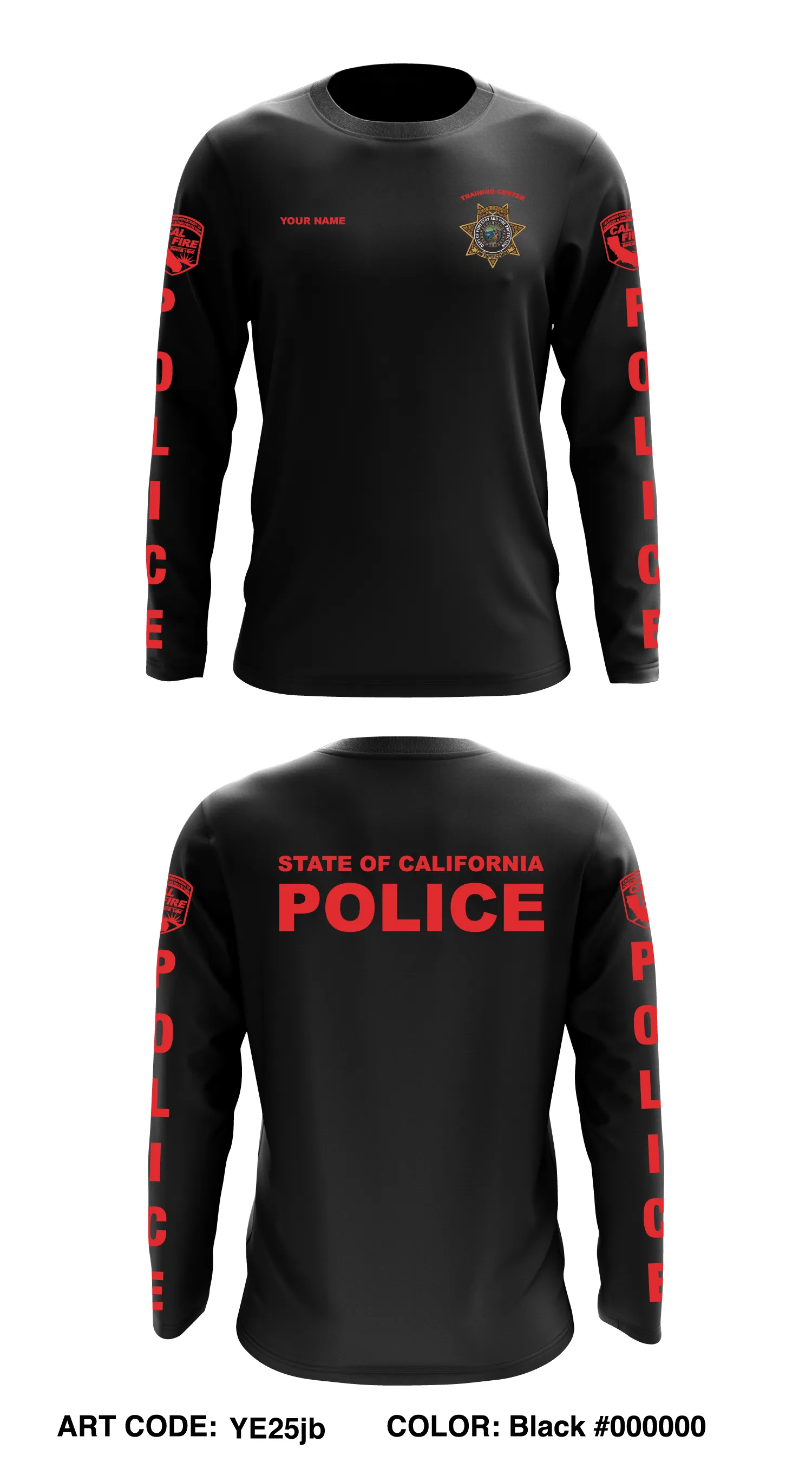 Custom CAL FIRE LAW ENFORCEMENT TRAINING Store 1 Core Men's LS Performance Tee - YE25jb