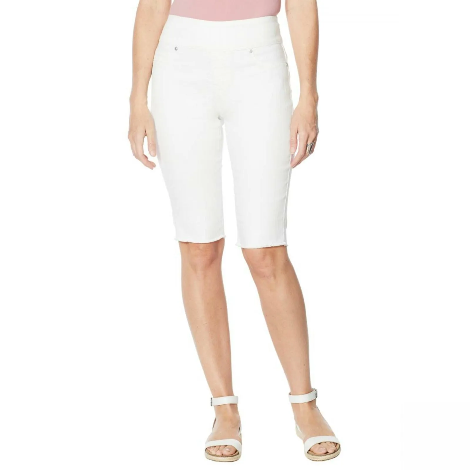 DG2 by Diane Gilman Classic Stretch Pull On Bermuda Shorts Ivory XL