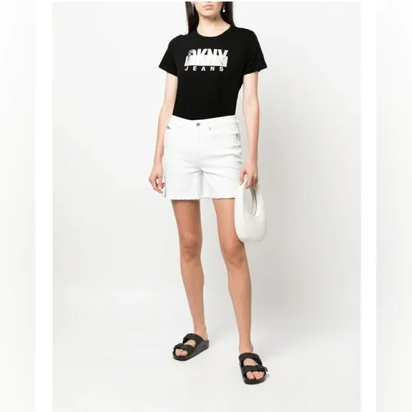 DKNY High-rise Raw-cut Jeans Shorts