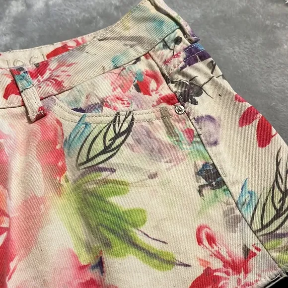 DL1961 Ivy Carnival high rise shorts watercolor floral denim 26 new NWOT