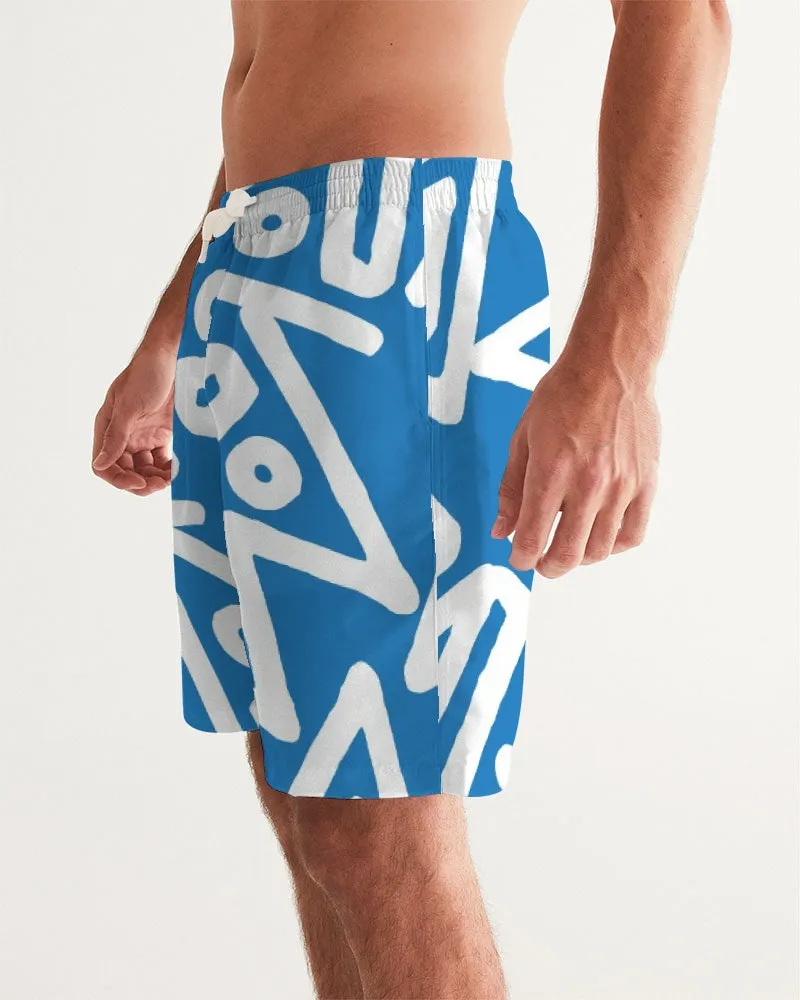 Doodle On Sky Blue Masculine Swim Trunk