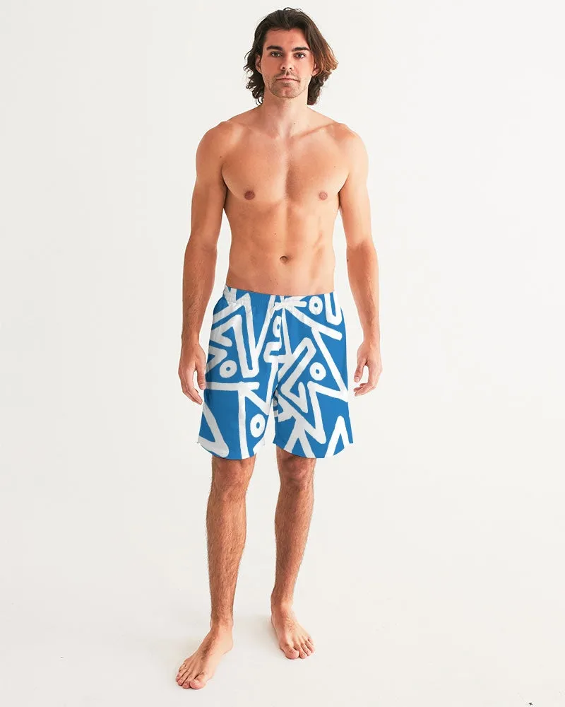 Doodle On Sky Blue Masculine Swim Trunk