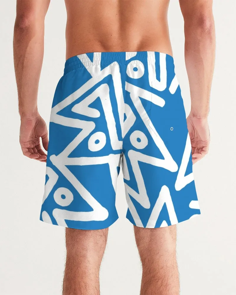 Doodle On Sky Blue Masculine Swim Trunk