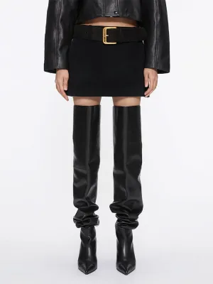 Double-Faced Wool Miniskirt With Belt
