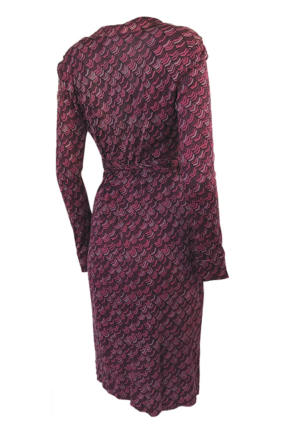Early 2000s Diane von Furstenburg Purple Print Silk Jersey Wrap Dress