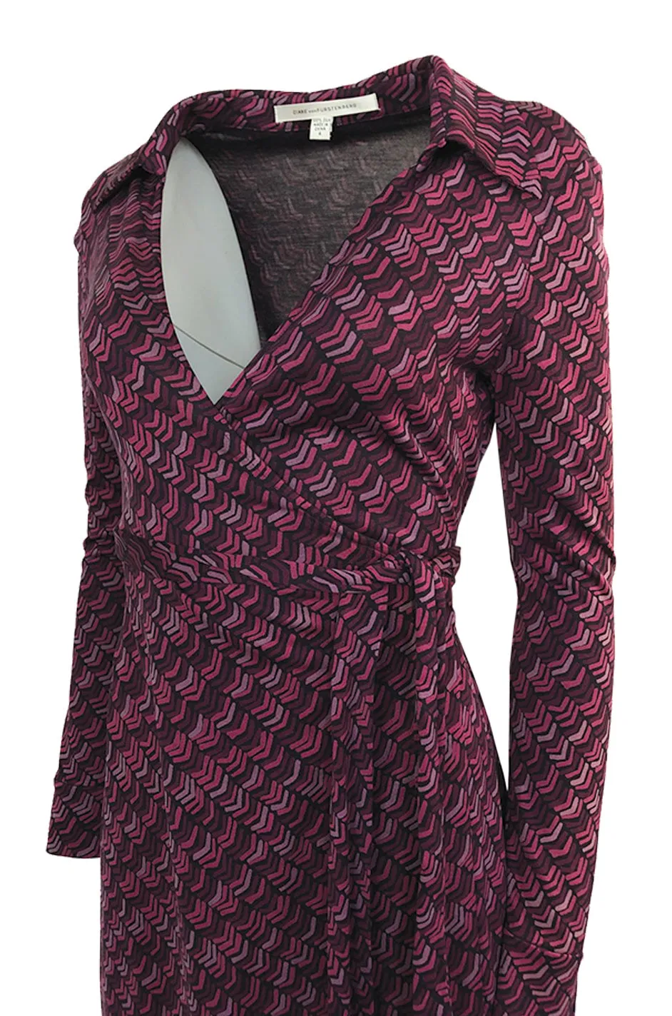 Early 2000s Diane von Furstenburg Purple Print Silk Jersey Wrap Dress