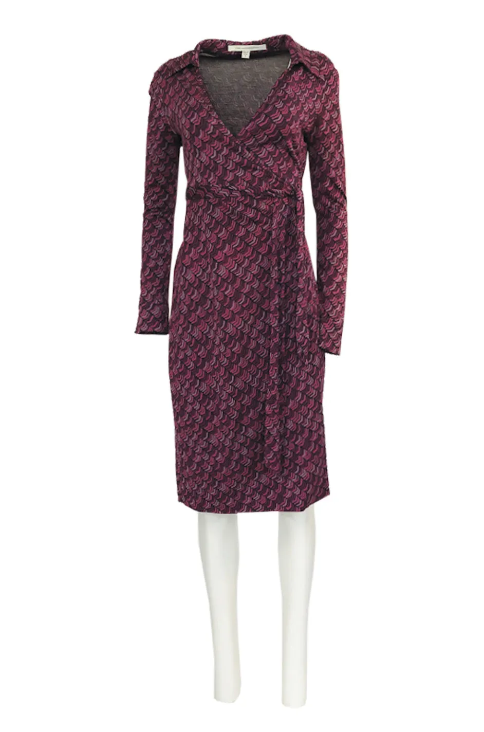 Early 2000s Diane von Furstenburg Purple Print Silk Jersey Wrap Dress