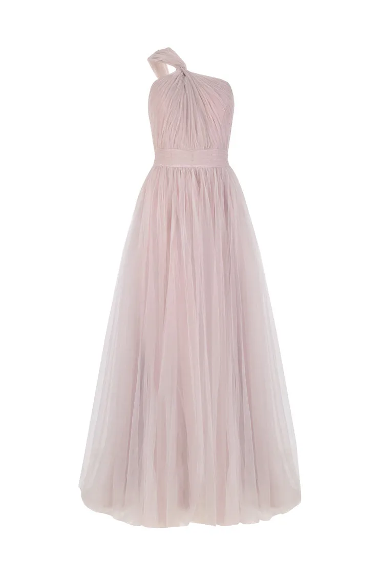 Elegant A-line One Shoulder Tulle Backless Bridesmaid Dress, FC3810