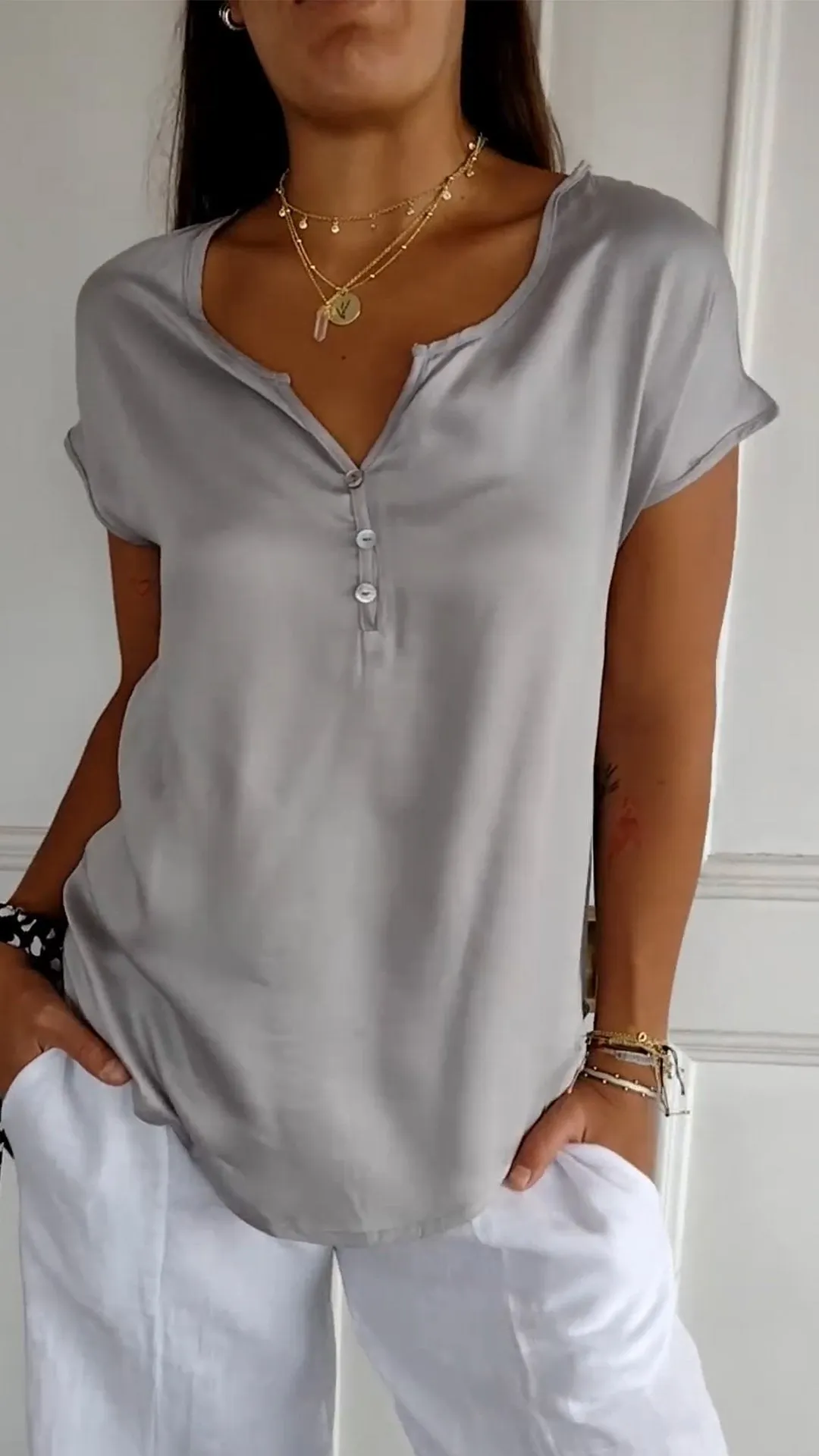Elena – Stylish V-Neck Women’s Summer Shirt