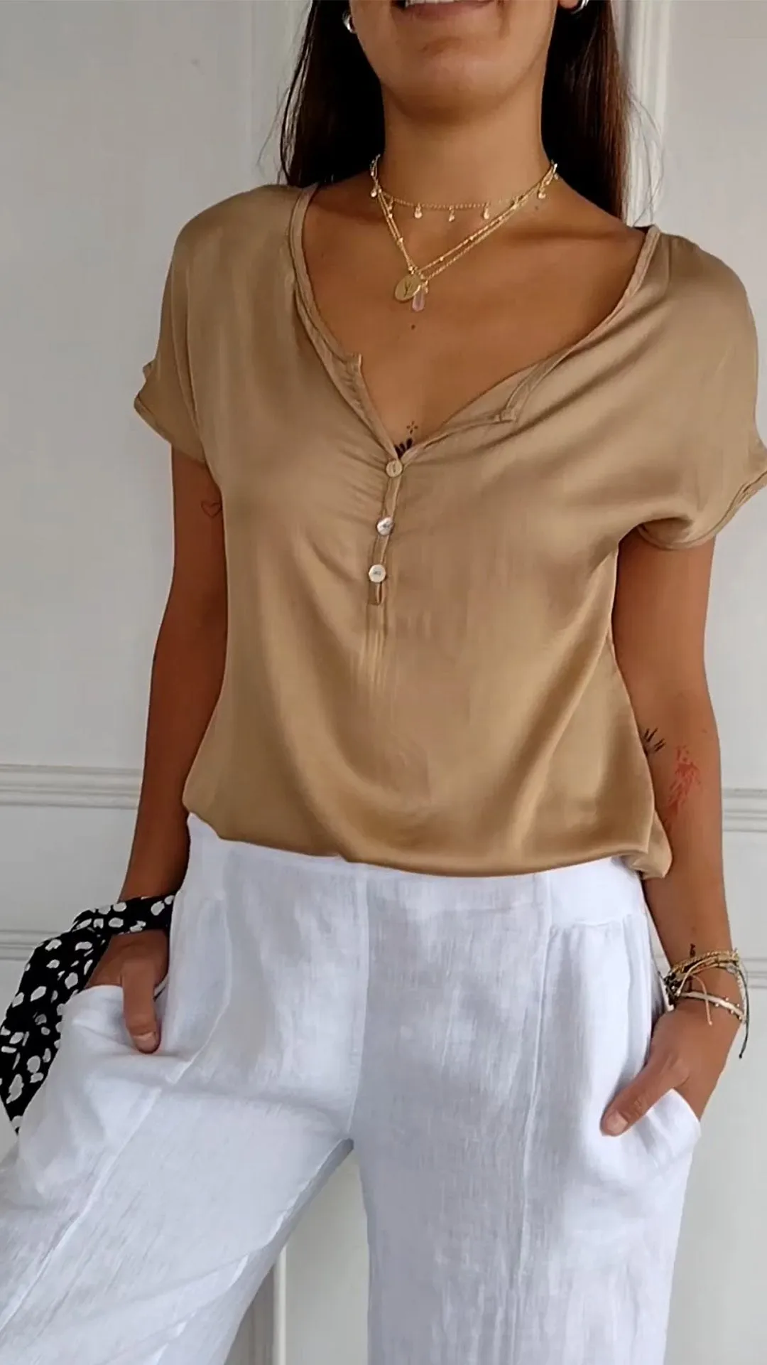 Elena – Stylish V-Neck Women’s Summer Shirt