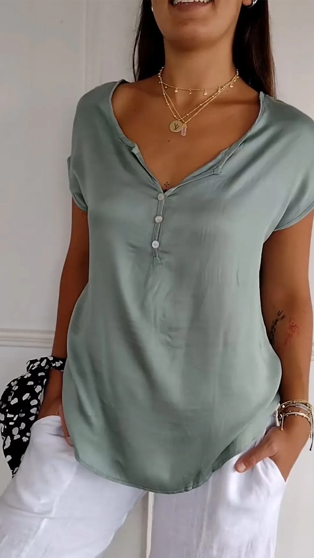 Elena – Stylish V-Neck Women’s Summer Shirt