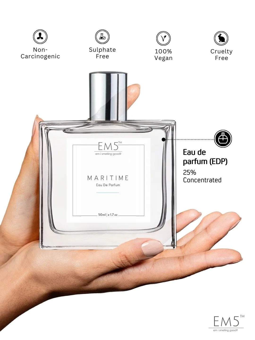 EM5™ Maritime Perfume for Men | Fresh Spicy Lavender Woody Aquatic Fragrance Accords | Eau de Parfum Spray | Luxury Gift for Him | Sizes Available: 50 ml / 15 ml