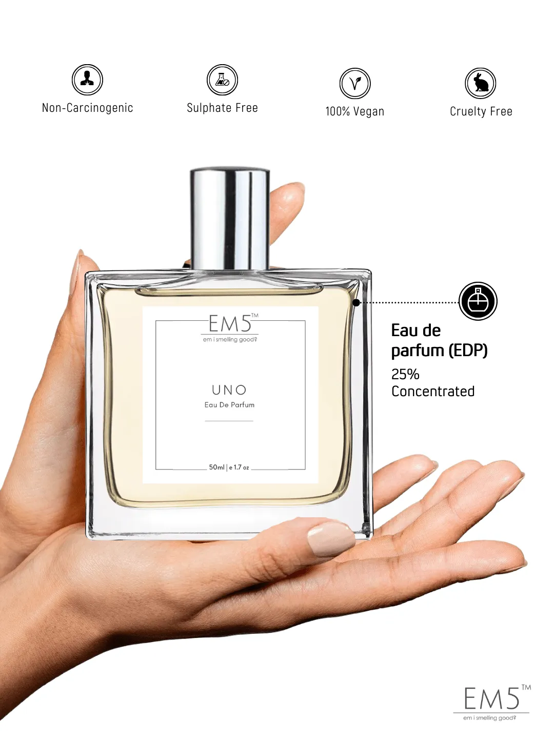 EM5™ Uno Unisex Perfume EDP Spray for Men & Women | Citrus Fresh Woody Fragrance Accords | Luxury Gift for Him / Her | Variants Available: 50 ml Spray / 15 ml Spray