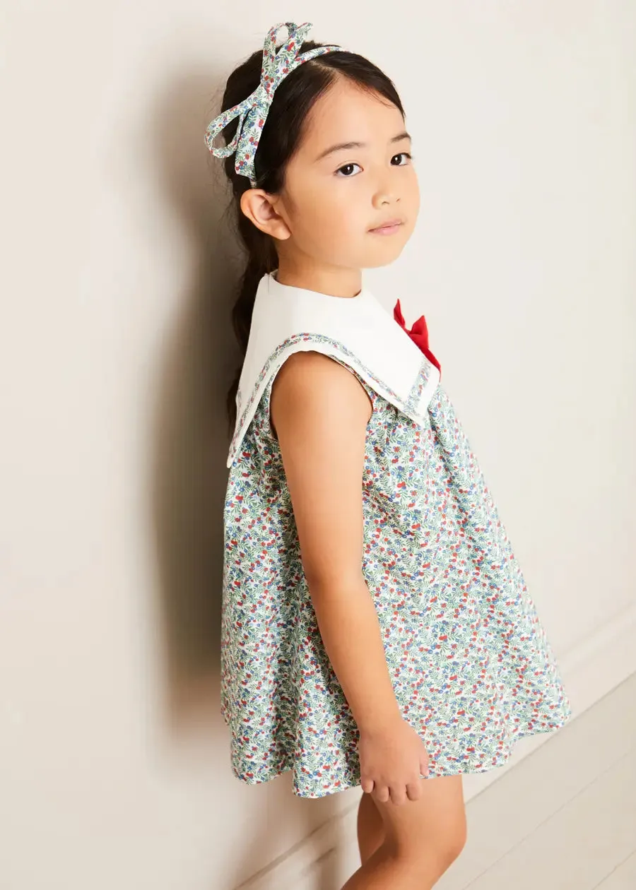 Evelyn Floral Sleeveless Bow Detail Trapeze Dress in Red (12mths-8yrs)