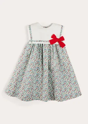 Evelyn Floral Sleeveless Bow Detail Trapeze Dress in Red (12mths-8yrs)