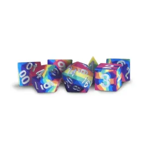 FanRoll: Sharp Edge Silicone Rubber 7-Piece Dice Set - Rainbow