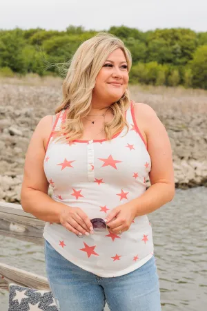 Fight For Peace Button Tank- Coral