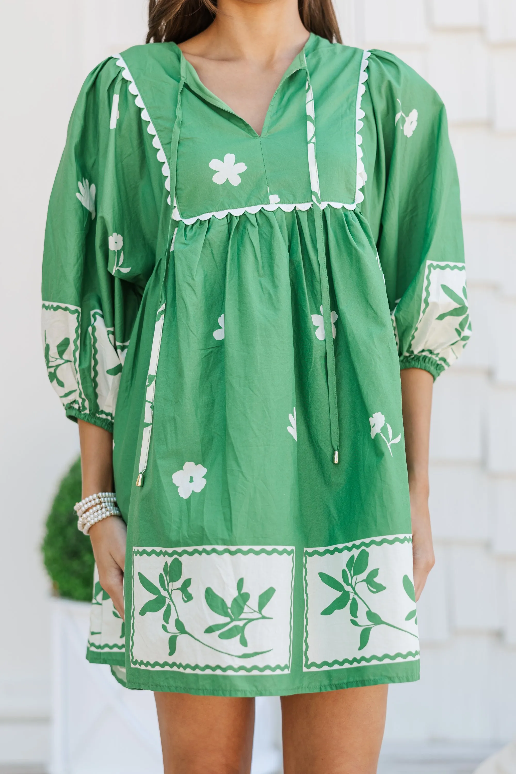 Find You Well Green Floral Babydoll Dress